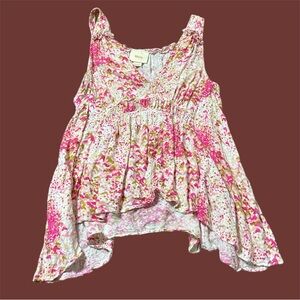 Maeve Pink and White Patterned Tank Top